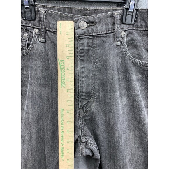 Levi's 513 Denim Jeans Men's Slim Straight Distressed Zip Black Size 36X30 - Picture 6 of 16